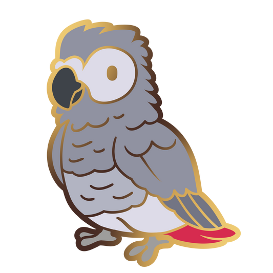 African Grey Parrot Enamel Pin