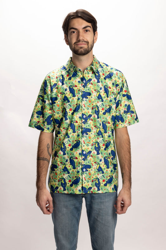 Tropical Toucan Button-Up Shirt