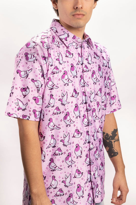 Pinkified Pigeons Button-Up Shirt