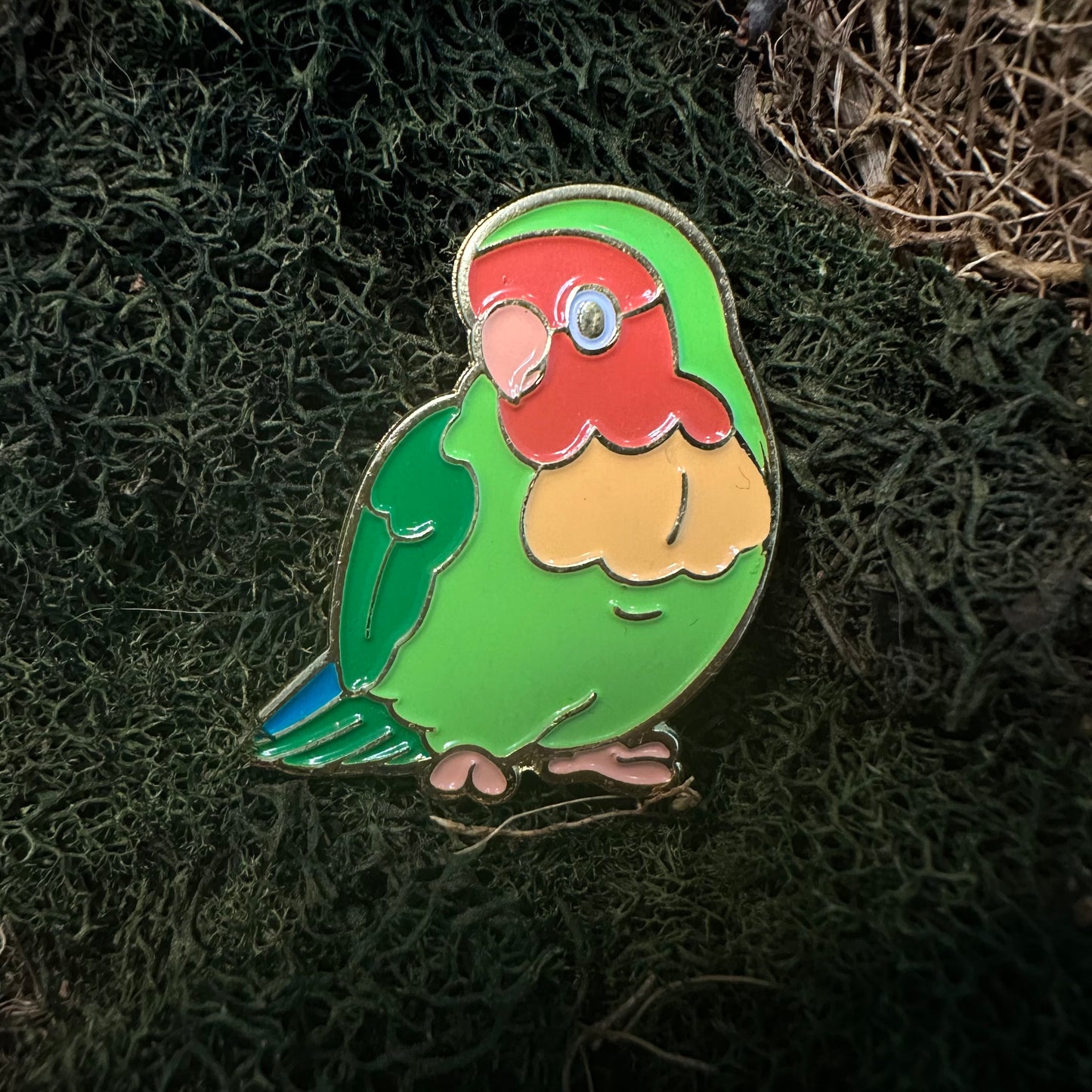 Peach-Faced Lovebird Enamel Pin