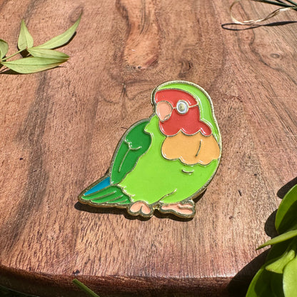 Peach-Faced Lovebird Enamel Pin